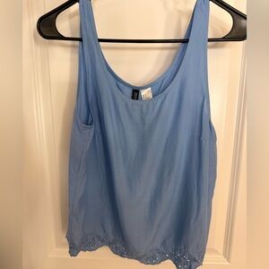 H&M Light Blue Tank Top with Lace Hem